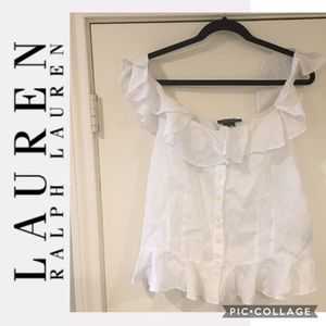 Ralph Lauren button down off the shoulder top - 14